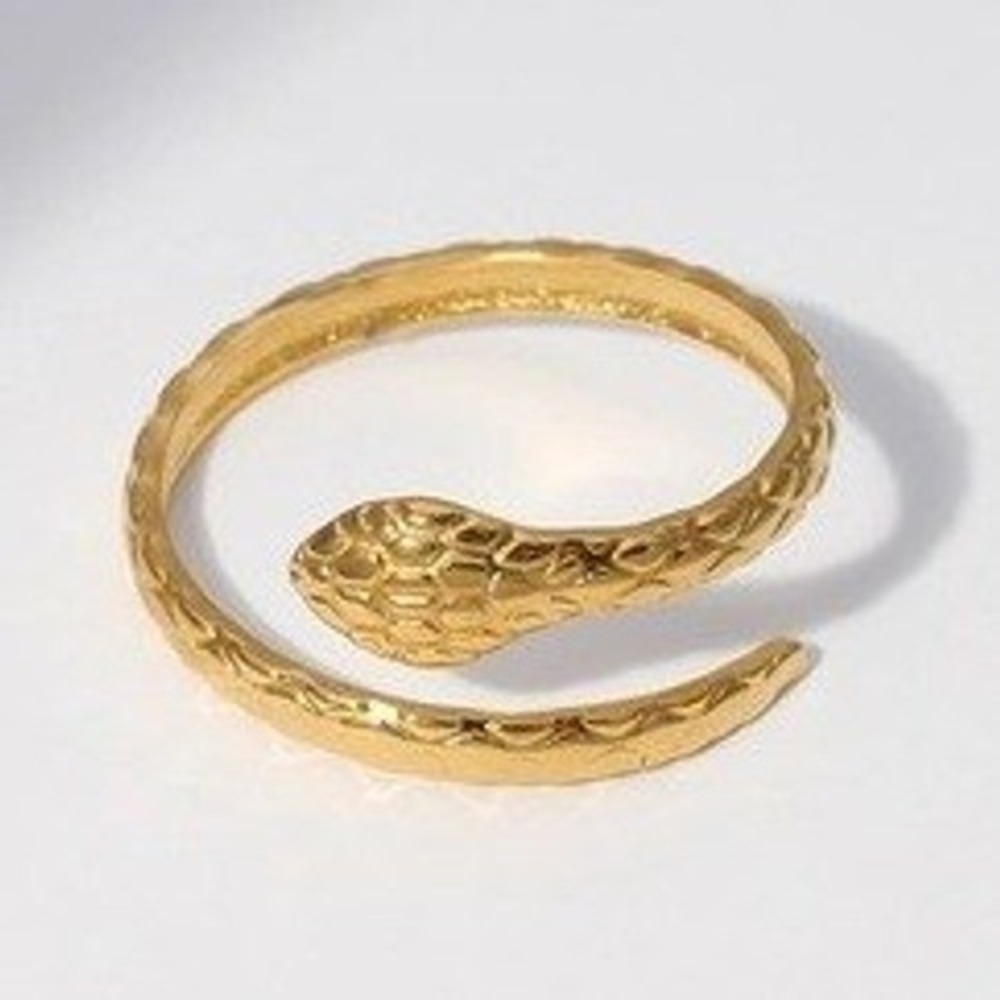 Gold Tone Stainless Steel Snake Wrap Ring Adjustable Serpent Bypass Band Jewelry